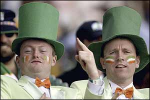 Ireland fans cheer on their side 