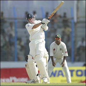 Rikki Clark hits a boundary