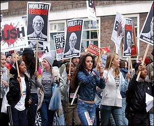 Campaigners protest against Mr Bush's visit