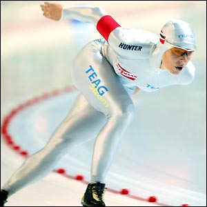 Speed skater Gunda Niemann-Stirnemann skates her way to victory at the German Speed Skating Championships