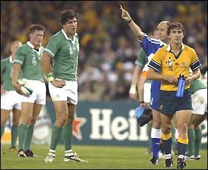 Ireland wing Shane Horgan and Australian full-back Mat Rogers are sent to the sin bin