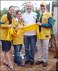 Expat Tim Pointer celebrates with Work-mates