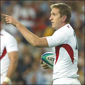 Will Greenwood celebrates scoring for England
