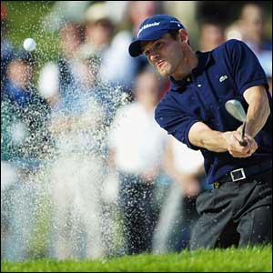 Spain's Carlos Rodiles plays from a bunker on the 12th hole during the final round of the Volvo Masters at Valderrama