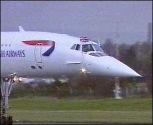 Concorde salutes the crowds gathered to watch the historic landing