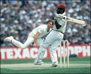 Viv Richards pulls the ball to the boundary during his epic 189 not-out against England in a one-day international in 1984