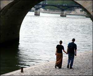 Couple on the banks of the Seine