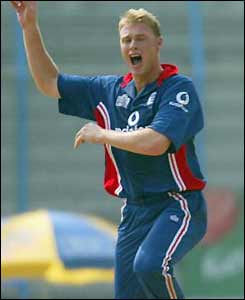 Flintoff celebrates
