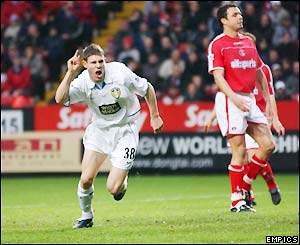 James Milner scores for Leeds after nine minutes