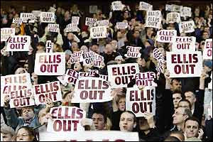 The Villa fans stage a protest