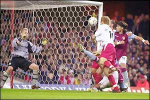 Dion Dublin puts Villa 1-0 ahead