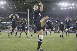 Carlos Spencer leads a particularly menacing Haka