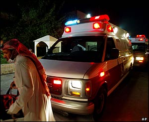 An ambulance at the scene of the Riyadh blast 