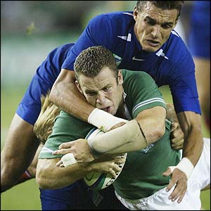 Kevin Maggs scores Ireland's first try after 52 minutes