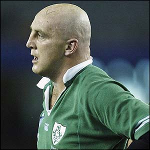 Keith Wood looks upset as Ireland crash out of the World Cup