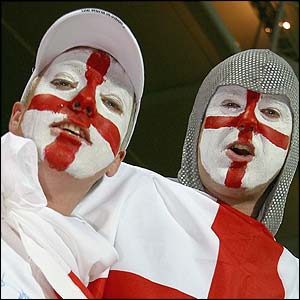 England fans await the start of the quarter-final