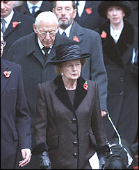 Former Prime Minister Baroness Thatcher was among the dignitaries attending