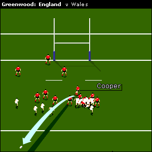 England find themselves 10-3 down just three minutes after the start of the second half, as Welsh scrum-half Gareth Cooper clears from the base of his scrum...