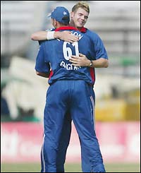 James Anderson gets the first wicket for England