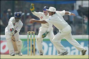 Sri Lankan opener Sanath Jayasuriya survives an appeal