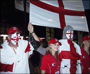 England fans cheer on their fans against Wales