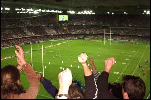 A view of the England v Samoa game from high up in the stands