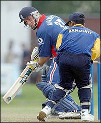 Blackwell plays a sweep shot