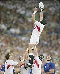 England's Ben Kay wins a line-out