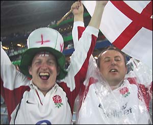 England fans celebrate England's semi-final victory over France