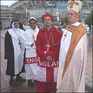 England fans dressed as nuns, cardinals and bishops