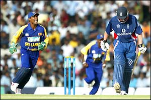 Paul Collingwood walks away from the wicket after being dismissed