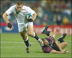 Ben Cohen scores a try for England against Georgia in Perth