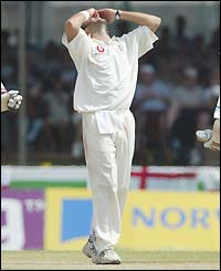 England's Richard Johnson shows his frustration