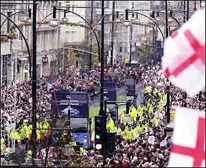 The buses struggle to get down Oxford Street