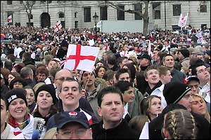 Paul Crush took this photo of England fans packing into Trafalgar Square