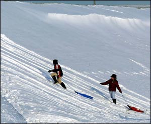 Children enjoy the white stuff in Whitley Bay, North Tyneside
