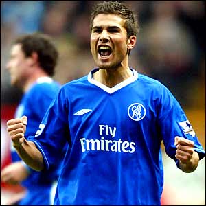 Adrian Mutu celebrates John Terry's equalising goal