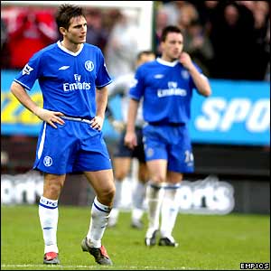 Chelsea's Frank Lampard and John Terry looks disappointed