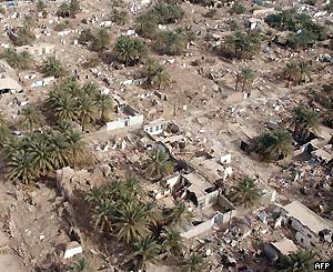 An aerial shot of the ruins of Bam