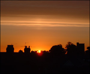 Newport's Saint Woolos Cathedral at sunrise, as sent by Marcus Hughes 