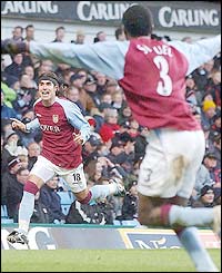 Juan Pablo Angel scores for Aston Villa