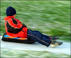 Andrew Hazard captured his son Jed playing in the snow in Griffithstown Park, Pontypool