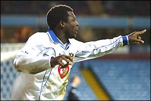 Yakubu Ayegbeni celebrates scoring for Portsmouth