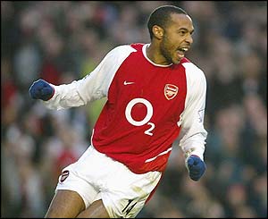 Thierry Henry opens the scoring from the penalty spot 