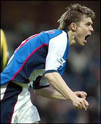 Vratislav Gresko celebrates scoring Blackburn's opener