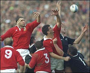 Johnson in action for British and Irish Lions against New Zealand in Auckland in 1993