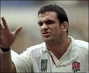 Johnson leads the England side during the 1999 World Cup quarter-final against South Africa in Paris