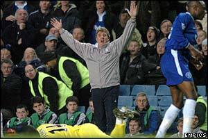 Birmingham manager Steve Bruce throws his hands into the air in frustration 