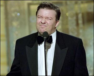 An unknown to millions of Americans, Ricky Gervais scored a remarkable double triumph at the Globes.