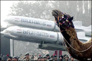 Brahmos cruise missiles - built jointly by India and Russia - with camels used by the Border Security Force